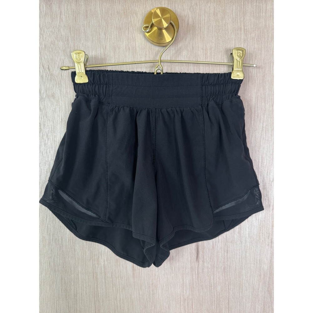 Lululemon Hotty Hot High-Rise Lined Shorts 4" Black Athletic Running Size 2